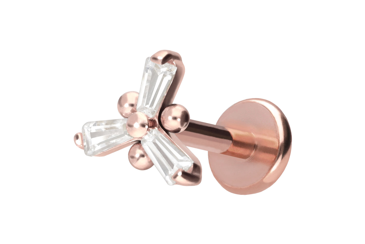 Titan Labret Piercing mit Push Fit KRISTALLBLUME
